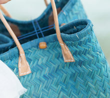 Load image into Gallery viewer, Onar bag, Beach bag, handmade bag, leather straps. straw bag, bag, handmade, bags Australia, handmade basket
