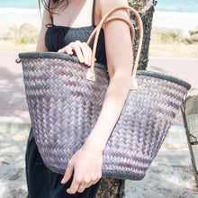 Load image into Gallery viewer, Onar bag, Beach bag, handmade bag, leather straps. straw bag, bag, handmade, bags Australia, handmade basket
