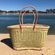 Load image into Gallery viewer, Onar bag, Beach bag, handmade bag, leather straps. straw bag, bag
