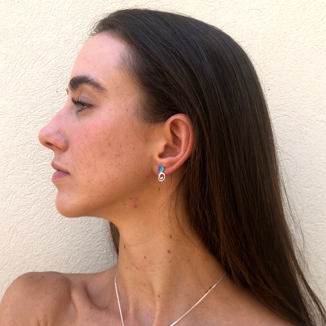 handmade, silver, opal, earrings, speira. handmade in Greece